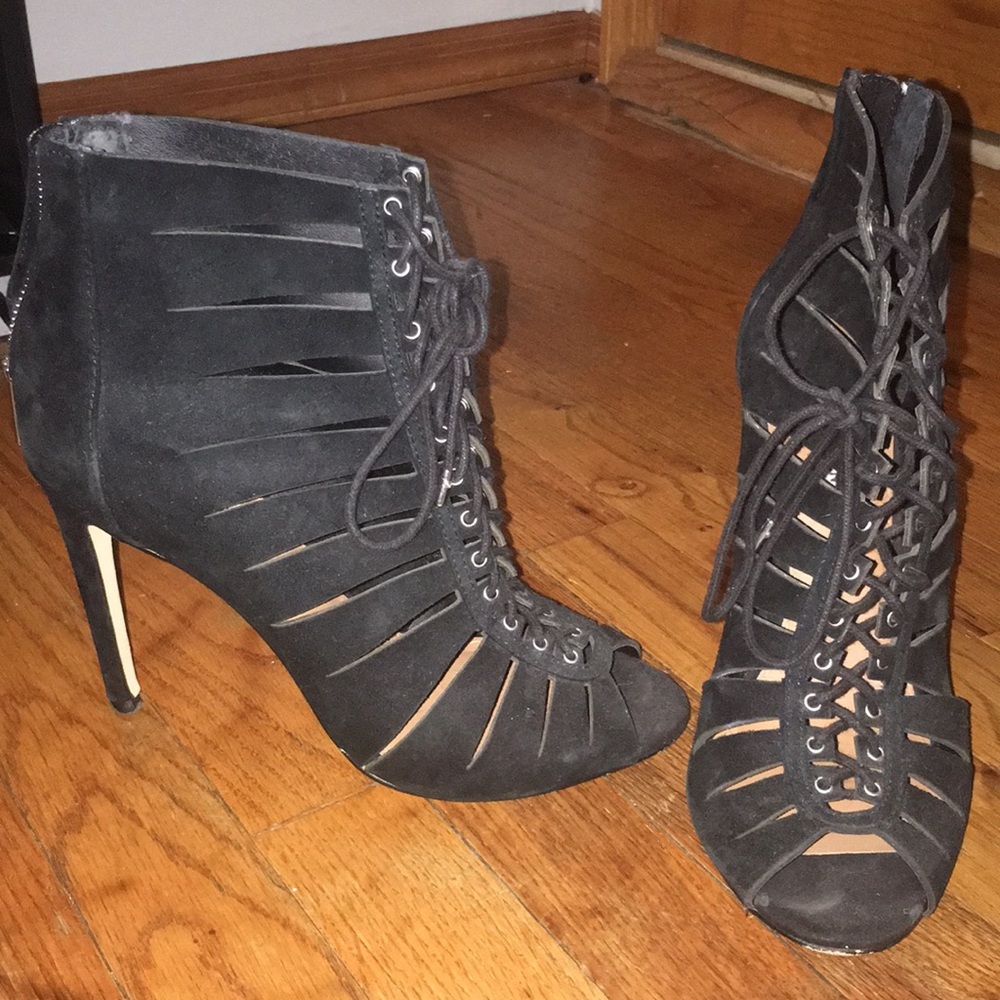 Black Open Toe Ankle Booties